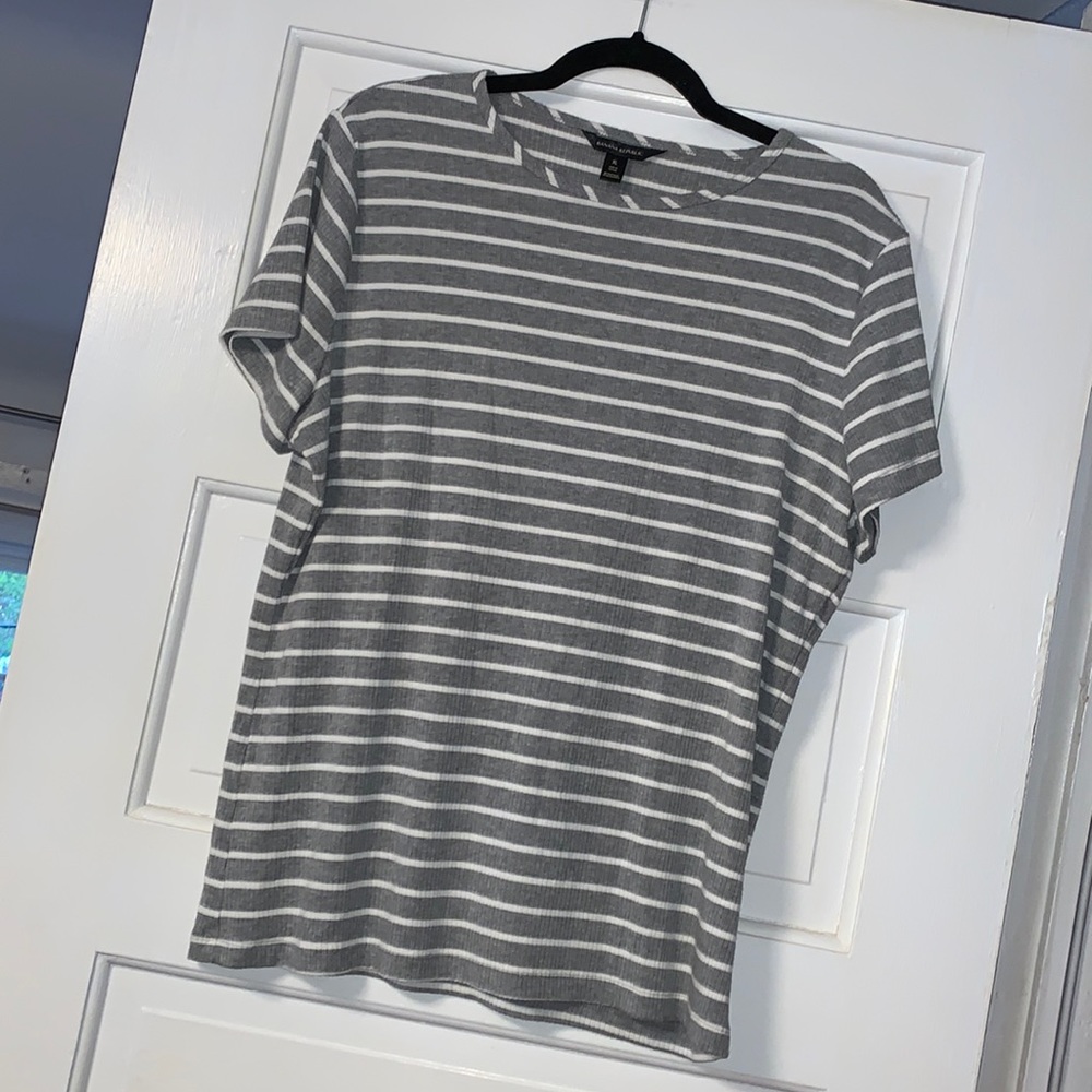XL Banana Republic Ribbed grey and white striped T-shirt tee top